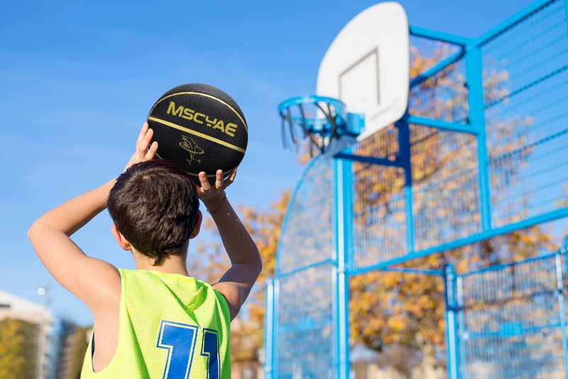 [Australia - AusPower] - Kids Basketball Size 3（22‘’,Size 5 (27.5‘’) Basketball for Youth Play Games Indoor Outdoor Pool,Training Basketball for Beginners(Boy and Girls) Black 