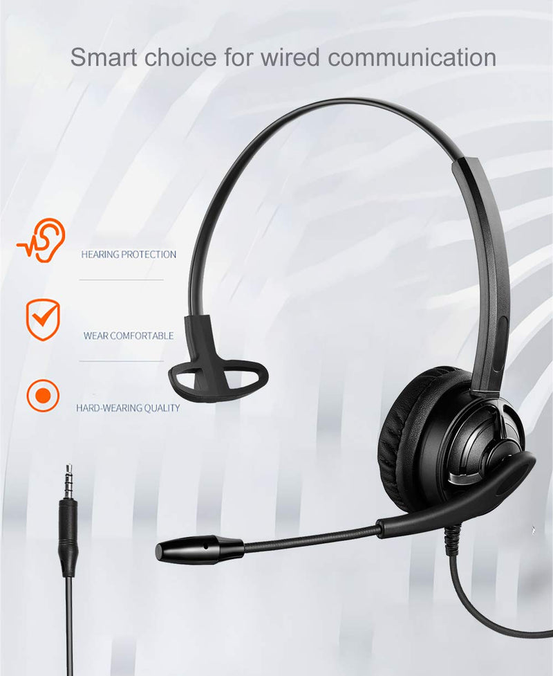[Australia - AusPower] - Jiade Cell Phone Headset with Noise Cancelling Microphone & Mic Mute Control 3.5mm Wired Computer Headphones for iPhone Samsung PC Business Skype Softphone Call Center Office Clear Chat JD805QD008 Monaural 