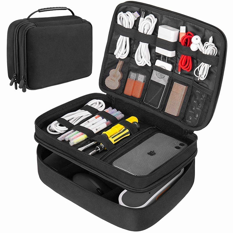 [Australia - AusPower] - USB Flash Drive Holder and Large Multi-Layer Electronics Organizer Storage Bag 