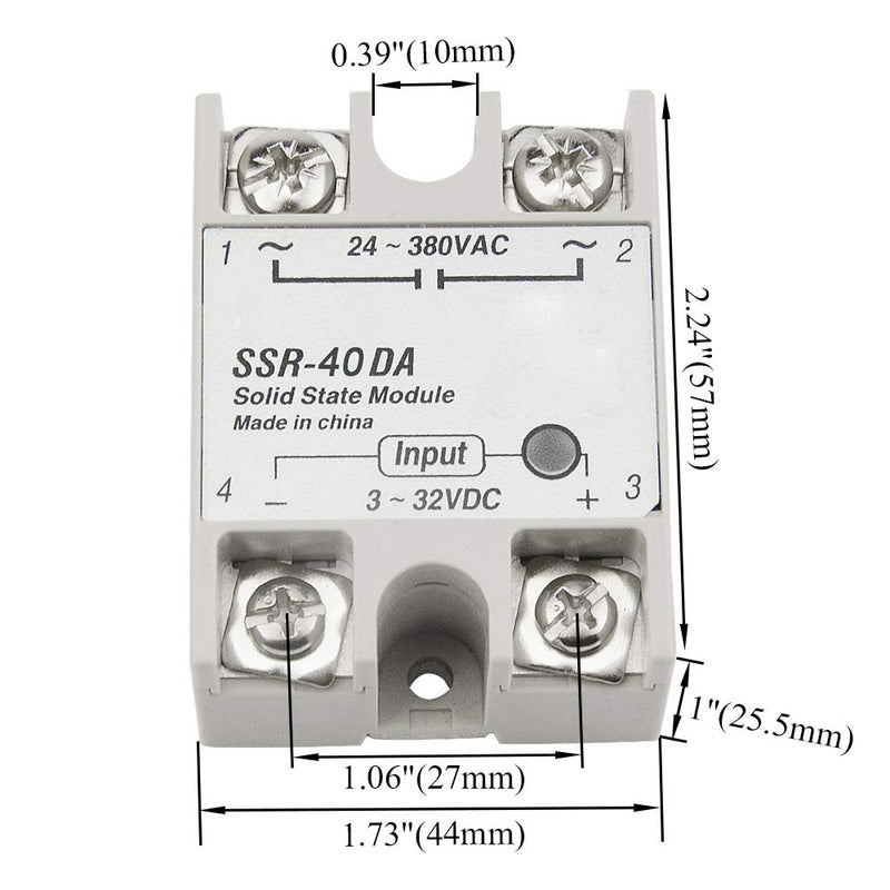 [Australia - AusPower] - XINGYHENG 2Pcs SSR-40DA Single-Phase DC Solid State Relay Module Load 24-380VAC Controlled Module Input 3-32V DC for Industrial Automation Process 