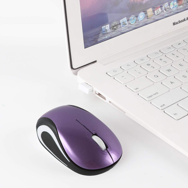 [Australia - AusPower] - Mini Small Wireless Mouse for Kids Children 3-7 Years Old Child Size Optical Portable Mini Cordless Mice with USB Receiver for Laptop Computer (Purple) 