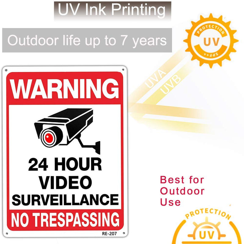 [Australia - AusPower] - Warning Security Cameras in Use 24 Hour Video Surveillance Sign No Trespassing Sign 10x14 Aluminum UV Ink Printed,Durable/Weatherproof Up to 7 Years Outdoor for House and Business (2-Pack) 2-Pack 
