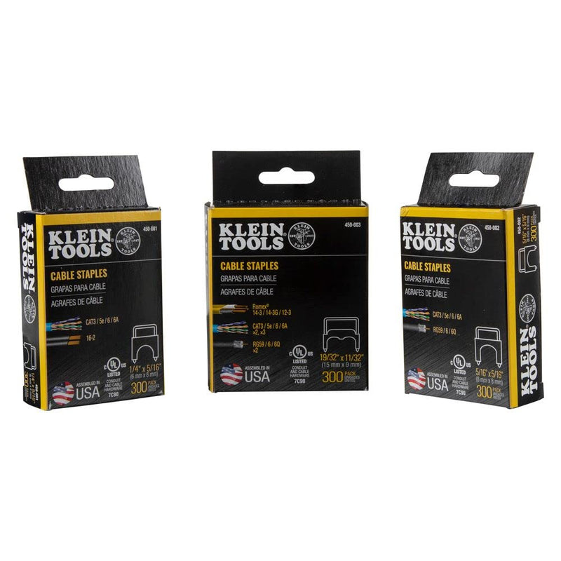 [Australia - AusPower] - Klein Tools 450-003 Heavy Duty Staples,19/32 x 11/32-Inch Insulated Staples for Romex and Other Cables, for Klein Tools Stapler No. 450-100 19/32-Inch Insulated Staples 