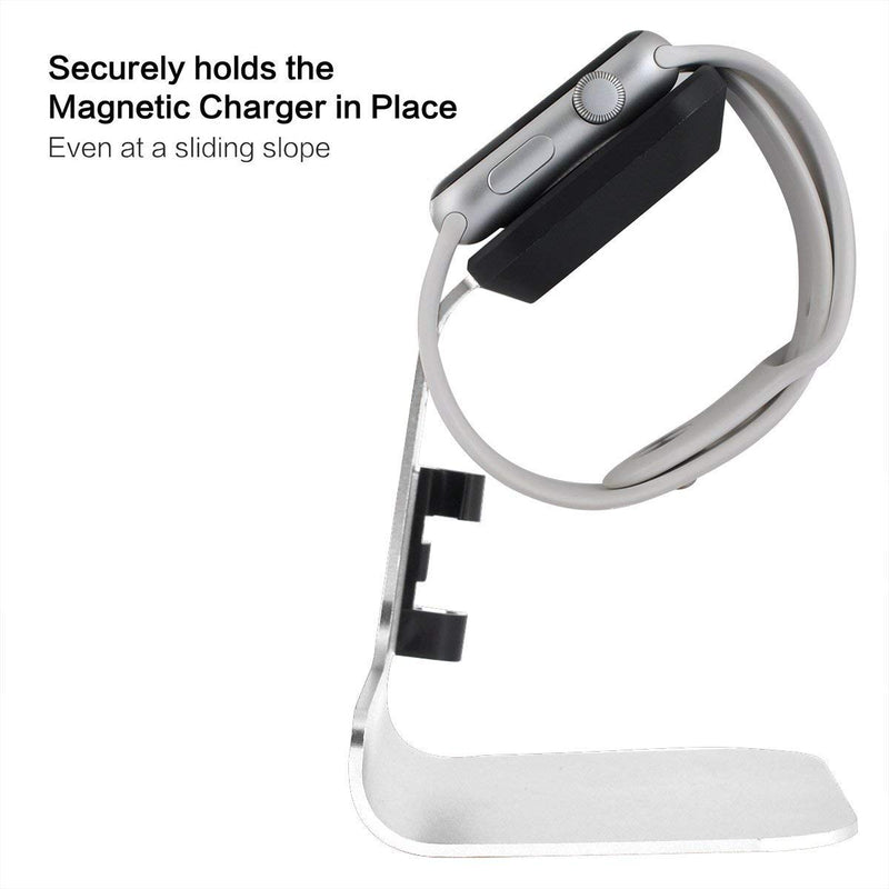 [Australia - AusPower] - Apple Watch Stand-Tranesca Apple Watch Charger Stand Holder Dock for Series 7/6 / 5/4 / 3/2 / 1/ SE (38mm / 40mm / 41mm / 42mm / 44mm / 45mm) - Silver Grey - Must Have Apple Watch Accessories 