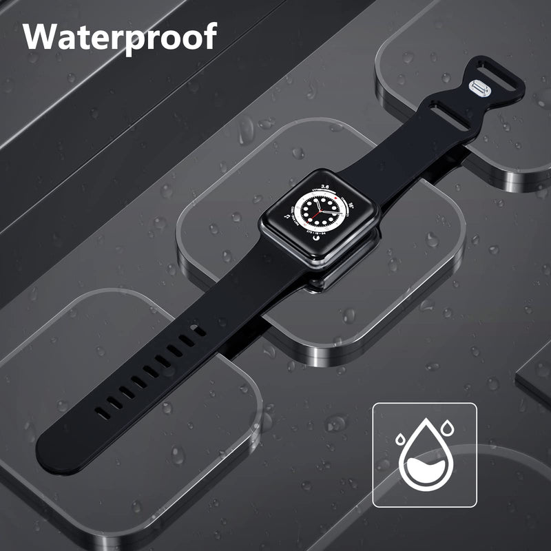 [Australia - AusPower] - ALTOUMAN Compatible with Apple Watch Band 38mm 40mm 41mm 42mm 44mm 45mm, Apple Watch Bands Compatible with iWatch Series SE 7 6 5 4 3 2 1, Silicone Replacement Strap for Women Men 38/40/41mm Black 
