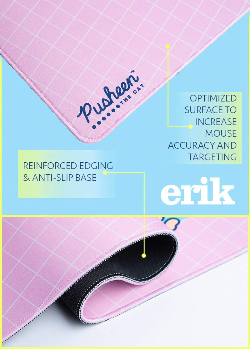 [Australia - AusPower] - Official Pusheen Rose Collection XXL Mouse Mat - Desk Pad - 31.5" x 13.78" Non-Slip Rubber Base Mouse Pad, Gaming Mouse Pad, Keyboard Mouse Mat, Waterproof Mouse Mat 