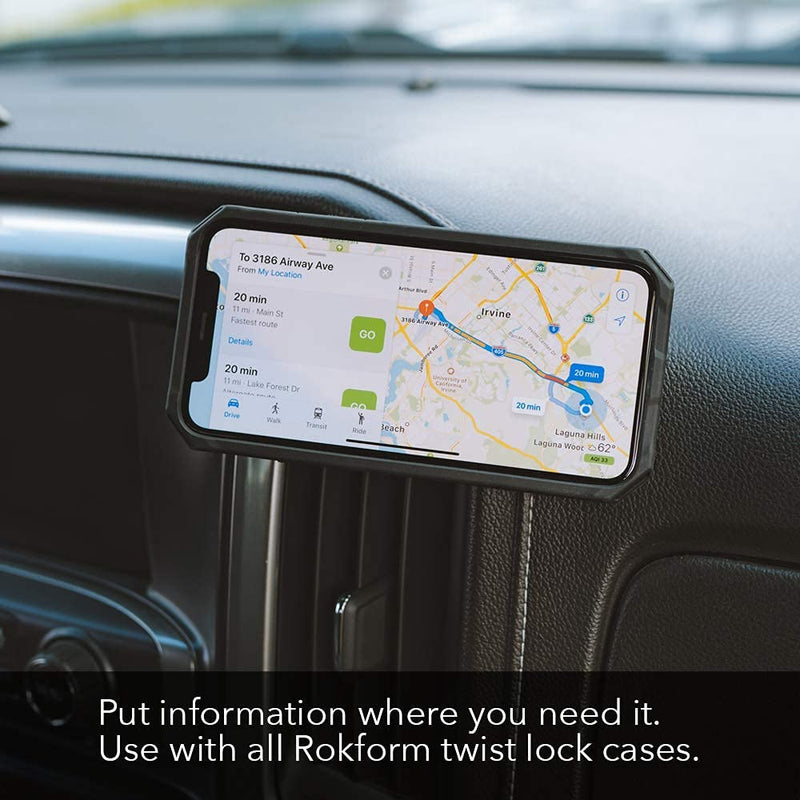 [Australia - AusPower] - Rokform - Universal Phone Case Mount with Twist Lock, Secure Aluminum Car and Truck Dash Phone Holder, Sticks to Any Flat Surface, RokLock Series (Black) 