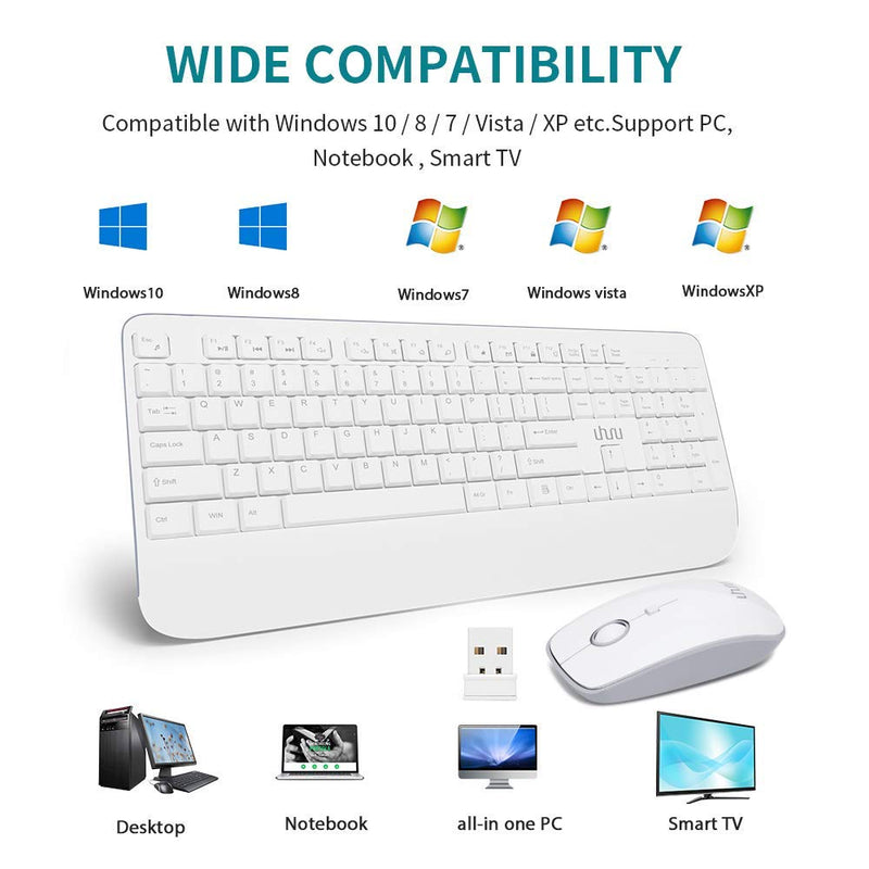 [Australia - AusPower] - UHURU Wireless Keyboard and Mouse Combo with WKM-33,WKM-43 Keyboard and Mouse Set with Palm Rest Bundle(Grey+ White) 