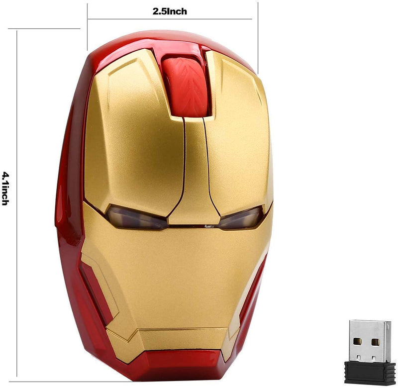 [Australia - AusPower] - Ergonomic Wireless Mouse Cool Iron Man Mouse 2.4 G Portable Mobile Computer Click Silent Mouse Optical Mice with USB Receiver, Multi-Color Choosing for Notebook PC Laptop Computer Mac Book (Gold) 
