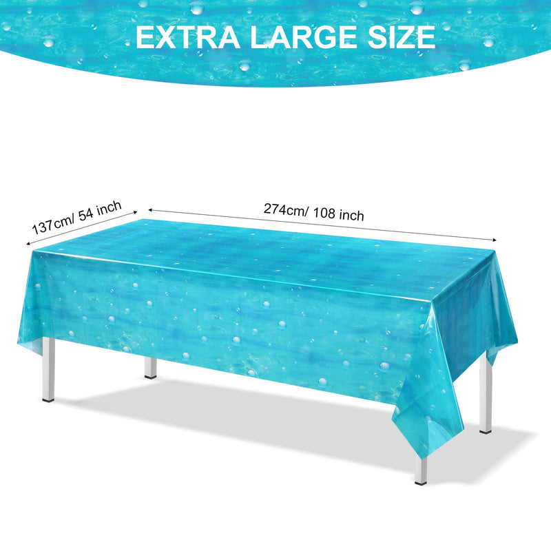 [Australia - AusPower] - 3 Pcs Underwater Bubbles Table Cover Ocean Waves Tablecloth Bubble Water Print Plastic Table Cover for Ocean Under The Sea Beach Pool Mermaid Birthday Party Baby Shower Supplies, 54 x 108 Inch 