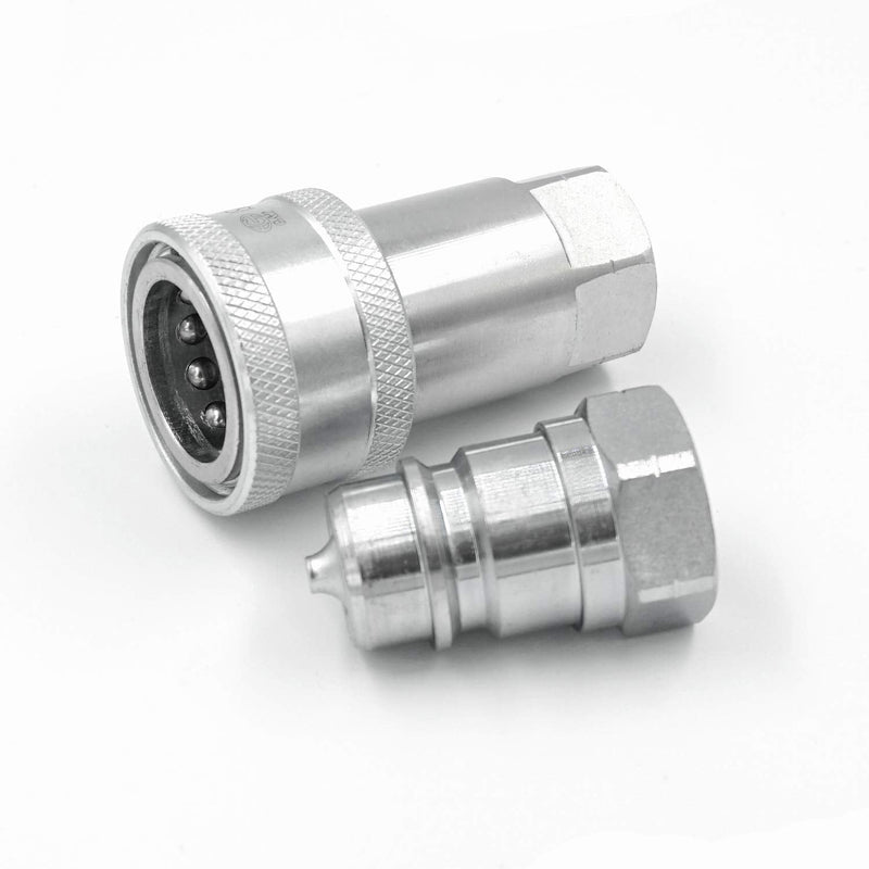 [Australia - AusPower] - 1/2" NPT Thread Hydraulic Quick Connect Couplings Ball Locked Fitting Female and Male with Dust Caps Compatible Parker 6600 Series 