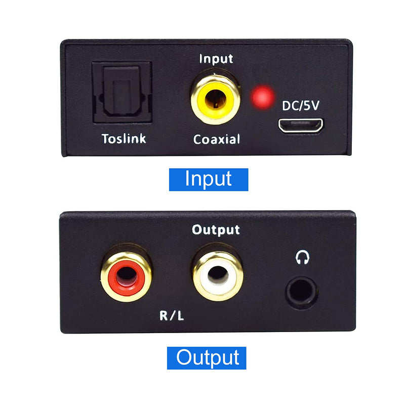 [Australia - AusPower] - Musou 192kHz DAC Digital to Analog Converter Toslink Coaxial SPDIF Input to Analog RCA Stereo R/L Output Audio Adapter with 3.5mm Jack for PS3 Xbox HDDVD PS4 Home Cinema Systems 