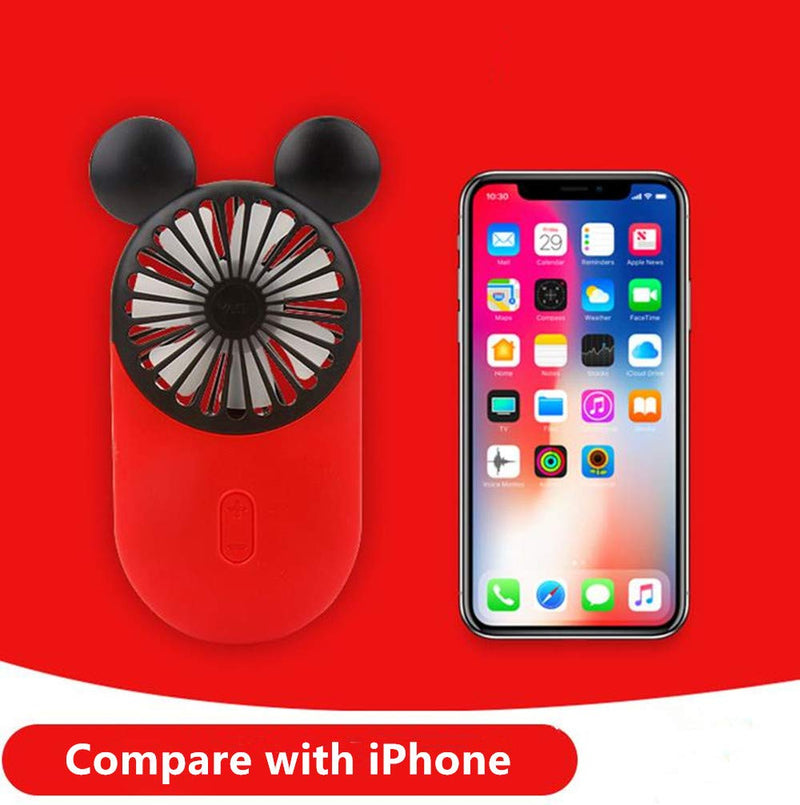 [Australia - AusPower] - Kbinter Cute Personal Mini Fan, Handheld & Portable USB Rechargeable Fan Beautiful LED Light, 3 Adjustable Speeds, Portable Holder, for Indoor Outdoor Activities, Cute Mouse 3 Pack (Red+Pink+Yellow) Red+Pink+Yellow 