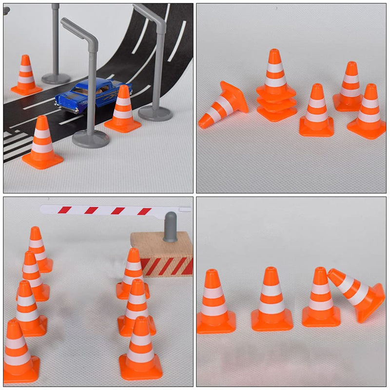 20-Piece Mini Red Traffic Cones Set - 5cm Tall Plastic Road Signs For Kids Learning, Play Scenes & Educational Models