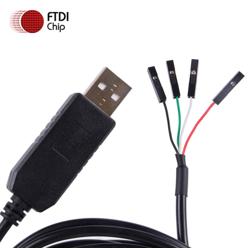 [Australia - AusPower] - USB to TTL Serial 5V 3.3V Adapter Cable TX RX VCC GND Pinout with 4 Pin 0.1 inch Pitch Female Socket FTDI Chip for Windows 10 8 7 XP Vista Android Mac OS (Logic 3.3V Level) Logic 3.3V Level 