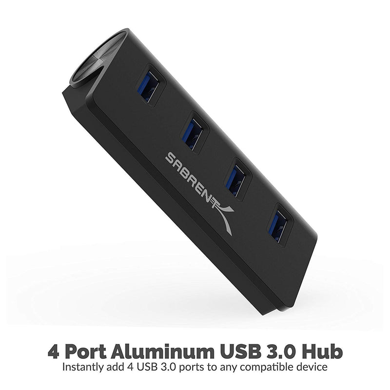 [Australia - AusPower] - SABRENT Premium 4 Port Black Aluminum USB 3.0 Hub (30" Cable) for iMac, MacBook, MacBook Pro, MacBook Air, Mac Mini, or Any PC [Black] (HB-MC3B) 