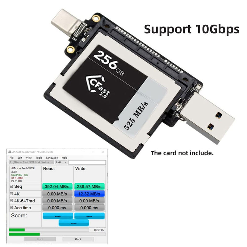 [Australia - AusPower] - NFHK USB-C USB3.0 Type-C to CFast 2.0 Card Adapter PCBA CFast Card Reader for Desktop Laptop 