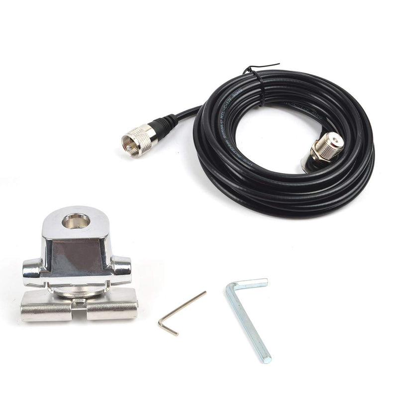 [Australia - AusPower] - HYS Mobile Radio Antenna Mount Base Clip Trunk Lid Hatchback Bracket with SO239 to PL-259 Connector,16.4Ft of RG-58 Coax Cable 