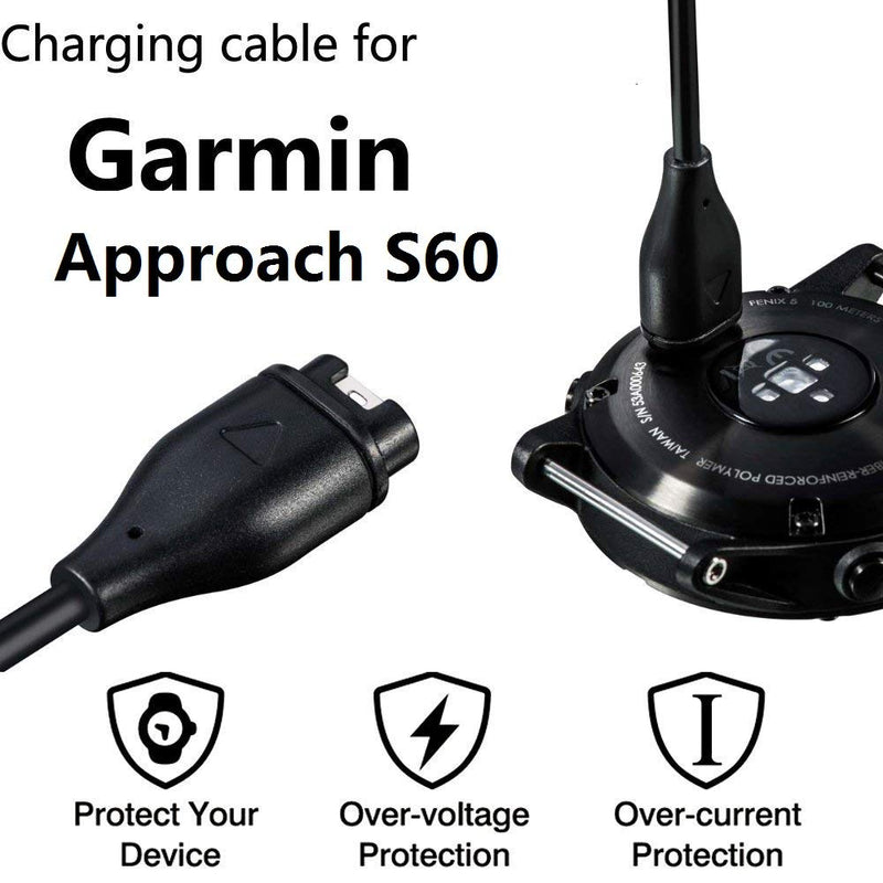 [Australia - AusPower] - E ECSEM Compatible With Garmin Approach S60/ S62/ S42/ S40 Charger Replacement USB Data Charging Clip for Approach S60 GPS Golf Watch, Black 