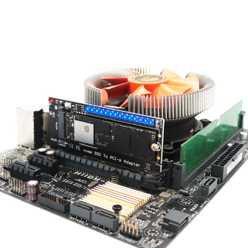 [Australia - AusPower] - HLT M.2 nvme SSD to PCI-E 4X/8X/16X Adapter with 3528 Colorful Flash LED 