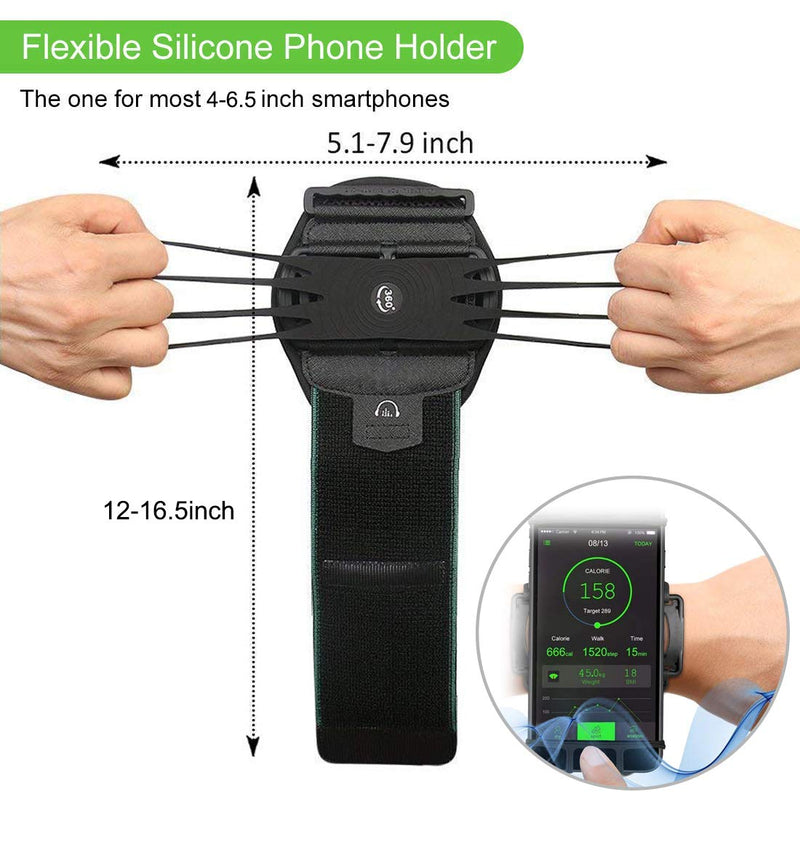 [Australia - AusPower] - Wristband Phone Holder,HCcolo 360°Rotatable Universal Sports Wristband for iPhone X/8 Plus/8/7/6s,Galaxy S9 Plus/S9/S8 & Other 4”-6.5”Smartphone,Running Armband for Hiking Biking Walking (Wrist) 