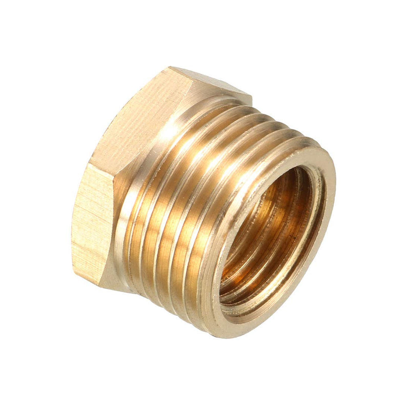 [Australia - AusPower] - uxcell Brass Threaded Pipe Fitting 3/8 PT Male x 1/4 PT Female Hex Bushing Adapter 