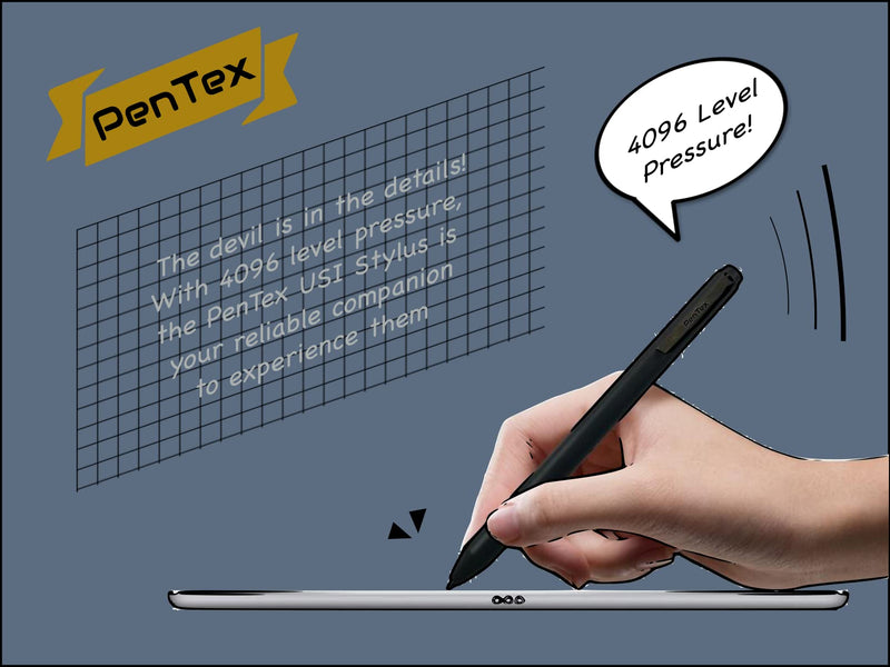 [Australia - AusPower] - PenTex USI Stylus for Chromebook with Touchscreen | Active Digital Pen Compatible with LENOVO Duet & Flex 5 & IdeaPad 5i, ACER Spin 513 & 713, ASUS Flip, HP x360, SAMSUNG Galaxy 2 | Pressure Sensitive 