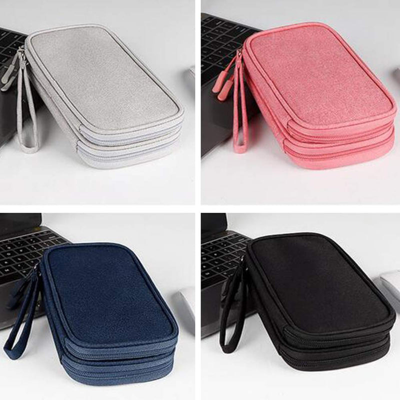 [Australia - AusPower] - CAOODKDK Electronics Accessories Organizer Pouch Bag, Electronic Organizer Travel Universal Cable Organizer Electronics Accessories Bag for Cable, Charger, Phone, SD Card, Business Travel Gadget Bag Double Layer - Black 