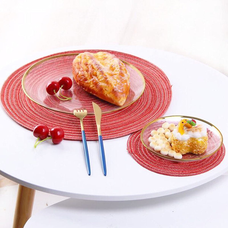 [Australia - AusPower] - unbanded Round Braided Placemats Set of 4, Cotton Round Table Placemats 15 inch for Home Wedding Party (Orange), 15 Round Mats 4 15" Round Mats 4 Orange 