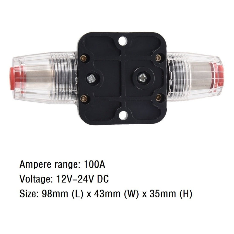 [Australia - AusPower] - ANJOSHI 100A Auto Car Protection Stereo Switch Fuse Holders Inline Circuit Breaker Reset Fuse Inverter for Car Audio System Protection 12V-24V DC 