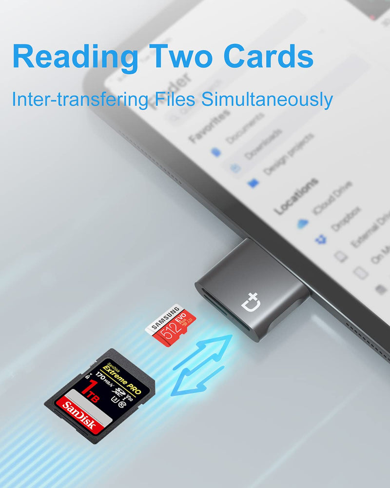 [Australia - AusPower] - DockCase USB C SD Card Reader Adapter for iPad Pro, MacBook Pro, USB C 3.1 5Gbps Memory Card Reader for SDXC, SDHC, SD, MMC, RS-MMC, Micro SDXC, Micro SD, Micro SDHC Card, and UHS-I Cards 