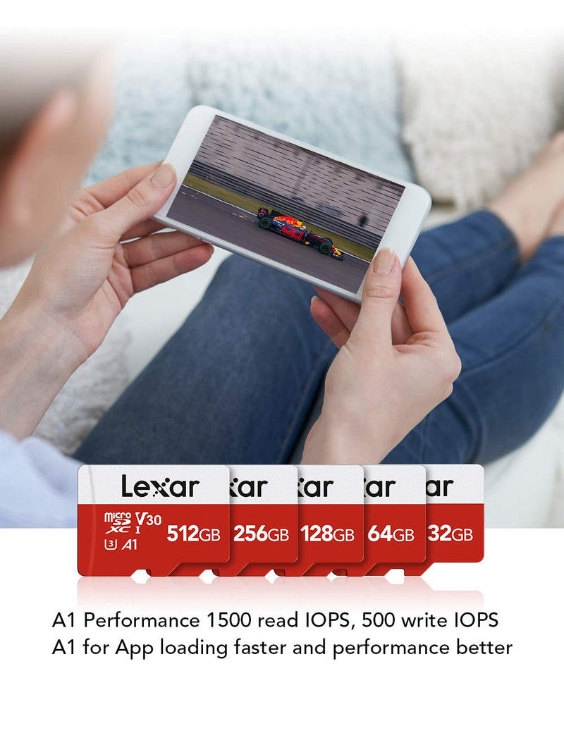 [Australia - AusPower] - Lexar 128GB Micro SD Card, microSDXC UHS-I Flash Memory Card with Adapter - Up to 100MB/s, A1, U3, Class10, V30, High Speed TF Card 