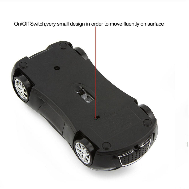 [Australia - AusPower] - ECOiNVA Wireless Sports Car Mouse Desktop Laptop Computer Optical Mouse Mice AAA Battery Nano USB 2.4GHz Gaming Mouse (Black) Black 