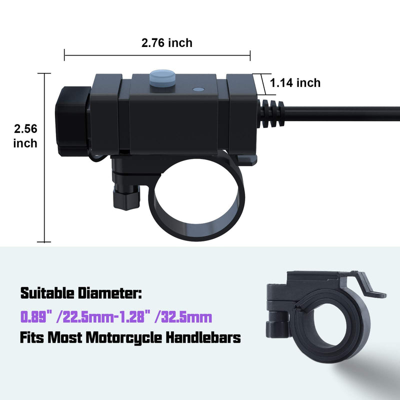 [Australia - AusPower] - iMESTOU Motorcycle Phone Charger Kit 18W Ring Terminal to USB C 3.0A Quick Charge Dual USB QC 3.0 Handlebar Cellphone Charge Adapter Switch & Fuse for 12V/24V Motorcycles PD&USB Output -Ring 