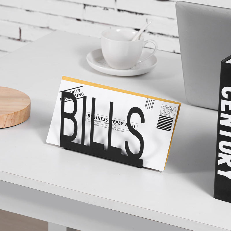 [Australia - AusPower] - MyGift Black Metal Desktop Mail Sorter Organizer with Bills in Block Cut Out Letter Design 