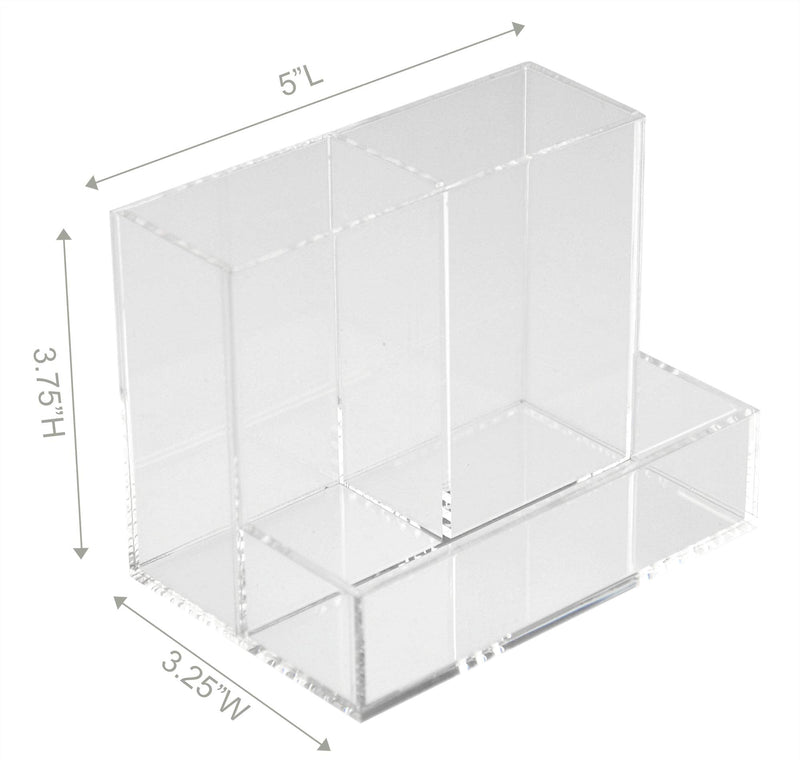 [Australia - AusPower] - HOME-X Clear Desk Caddy, Pencil Holder and Organizer for Desk and Office Supplies, Acrylic Caddy for School Supplies, Clear, 5" L x 3 ¼” W x 3 ¾” H 