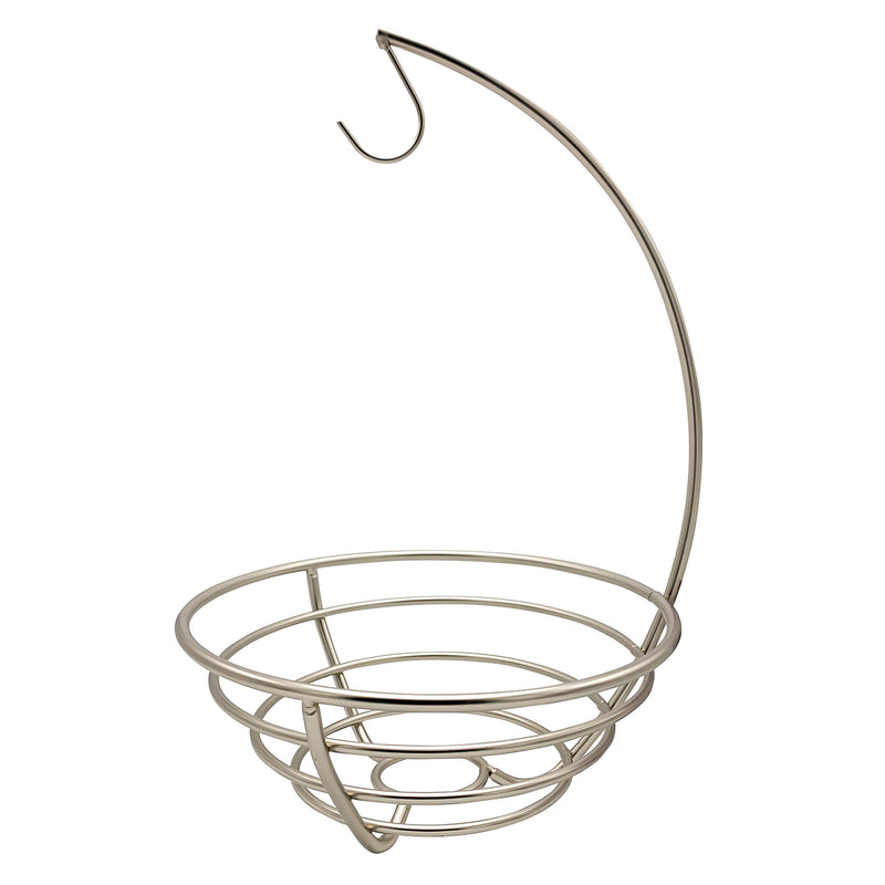 [Australia - AusPower] - Spectrum Diversified Euro Small Tree & Basket Hanger & Fruit Basket, Produce Saver Banana Holder & Open Wire Fruit Bowl for Kitchen Counter & Dining Table, Satin Nickel 