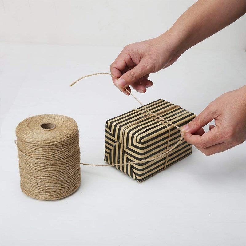 [Australia - AusPower] - Tenn Well Natural Jute Twine, 3Ply 984Feet Arts and Crafts Jute Rope Industrial Packing Materials Packing String for Gifts, DIY Crafts, Decoration, Bundling, Gardening and Recycling Original Version 
