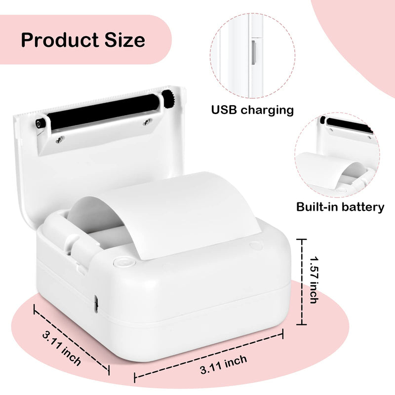 [Australia - AusPower] - Mini Pocket Sticker Printer, Bluetooth Wireless Portable Mobile Printer Machine Thermal Printer for Notes, Memo, Photo, Pocket Label Receipt Printer Compatible with iOS & Android Green 