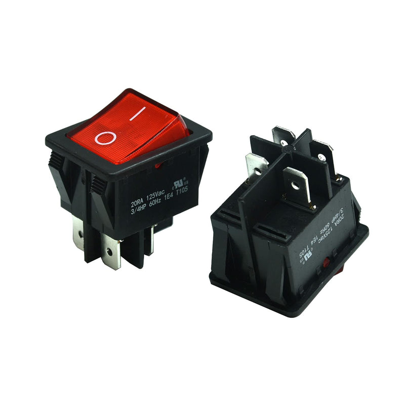 5 X Red Illuminated Light On/ DPST Boat Rocker Switch 16A/250V 20A/125V - View #11