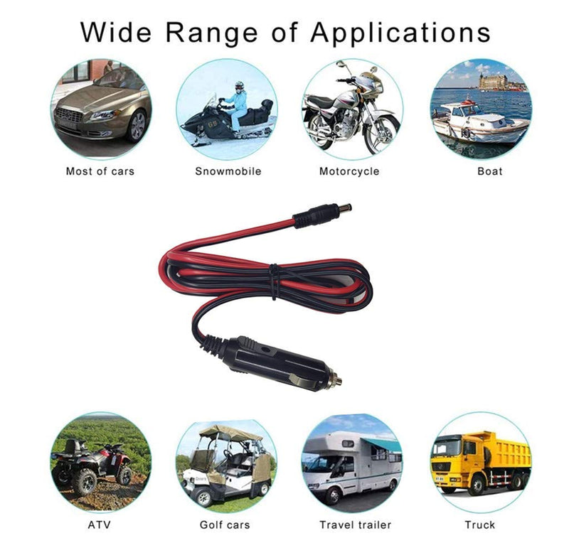 [Australia - AusPower] - DC Car Charger Cable 4ft - 12-24V DC Car Charger Auto Power Supply Cord Cigarette Lighter Male Plug to DC 5.5mm x 2.1mm Connector Extension Cord for Portable DVD Player, Car, Camera 