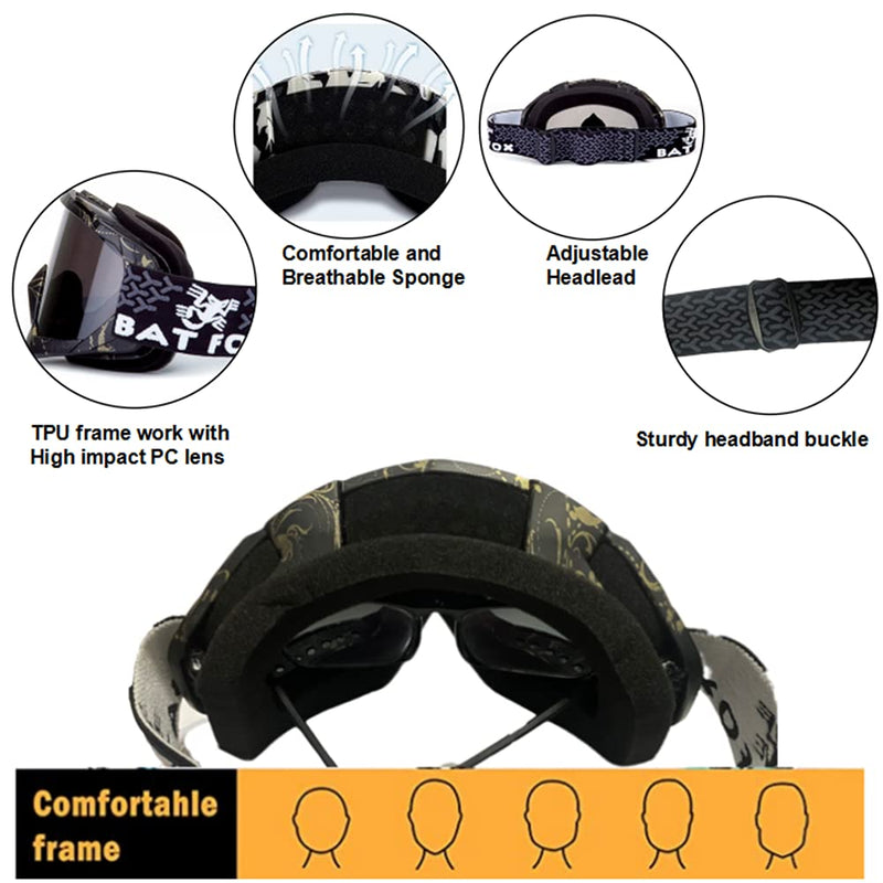 [Australia - AusPower] - OTG Ski Snow Goggles, 100% UV Protection Anti Fog Snowboard Goggles for Men Women Youth 