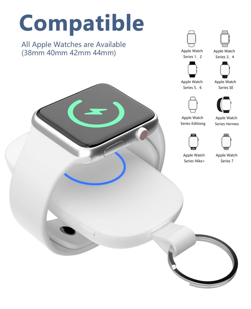 [Australia - AusPower] - Portable iWatch Charger, Magnetic Wireless Charger 1000mAh Travel Charger Power Bank with Keychain, Compatible for iWatch Series 7,6,5,4,3,2,1, SE,44/40/42/38mm 