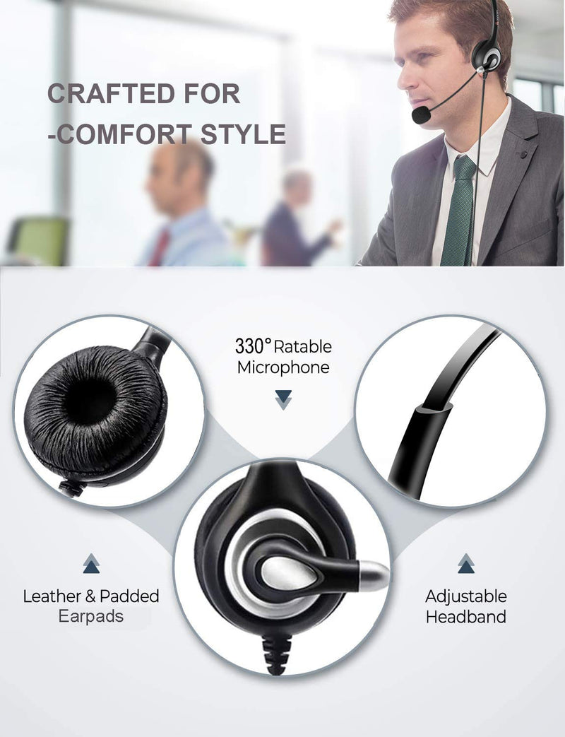 [Australia - AusPower] - Phone Headset 2.5mm with Noise Canceling Mic & Mute Switch Telephone Headset for Panasonic AT&T Vtech Uniden Cisco Grandstream Cordless Phones 