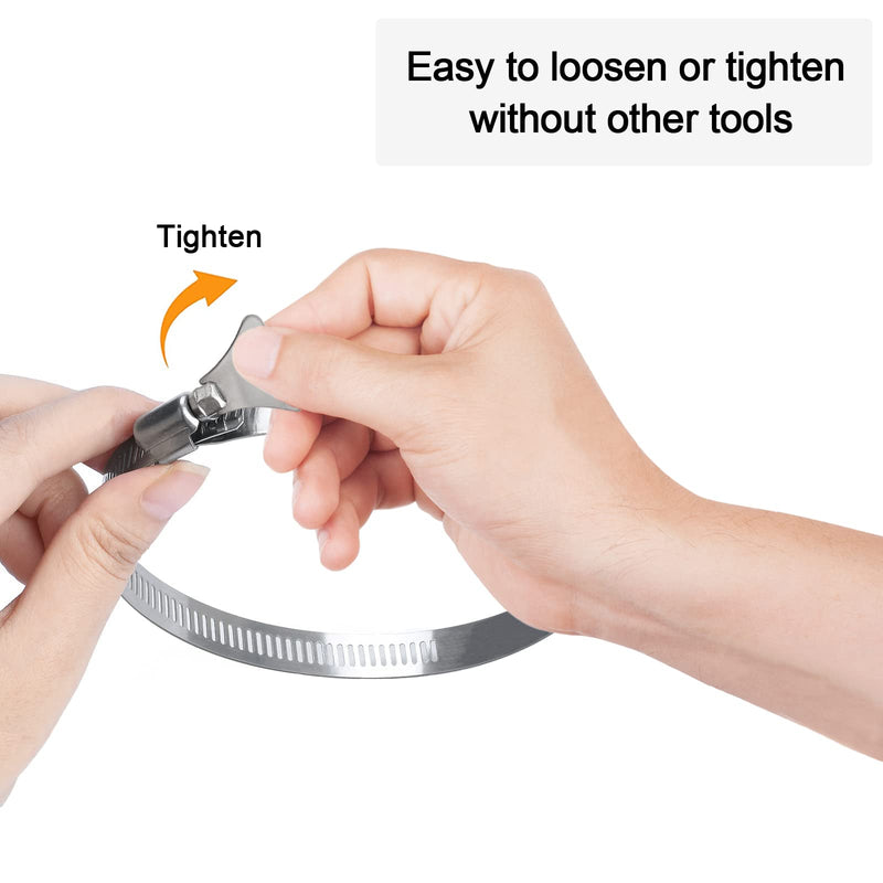 [Australia - AusPower] - Suprom 4 Pack 5 inch Hose Clamp, Adjustable 4 1/2"-5 1/2" Diameter 304 Stainless Steel Easy turn thumb Screw Worm Gear Hose Clamps For Securing Hose, Dryer, Automotive and Mechanical Applications 