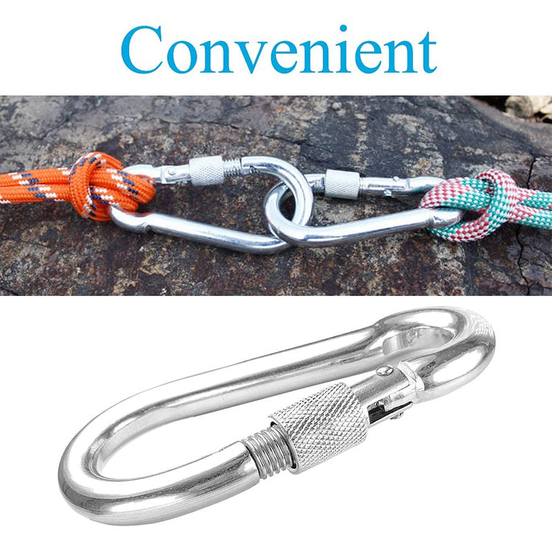 [Australia - AusPower] - Acquwistach 6 Pack Locking Carabiners Clips 3.15" Stainless Steel Spring Snap Hook Locking Carabiner - 304 Premium Stainless Steel Heavy Duty Thumb Screw Carabiner Clips 