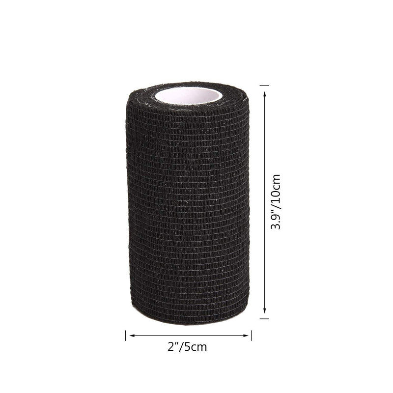 [Australia - AusPower] - TOBWOLF 12PCS Self Adherent Bandage, 4"x5yd / 10cmx4.5m Cohesive Elastic Bandage Wrap, Breathable Sports Tape for Wrist Ankle Knee Leg Sprains Swelling - Black 4x180 Inch (Pack of 12) 
