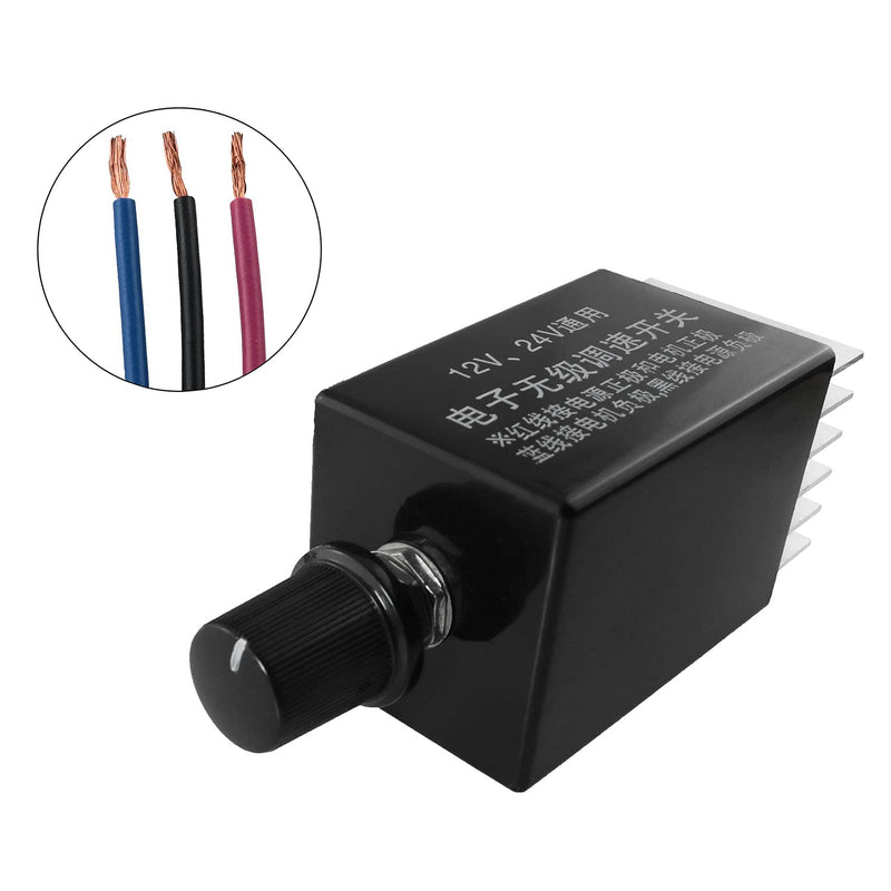 [Australia - AusPower] - ZZLZX 12V Fan Controller DC 12V 24V 10A Electronic Stepless Speed Regulator Switch for Car Truck Fan Heater Control DC Motor Speed Controller 