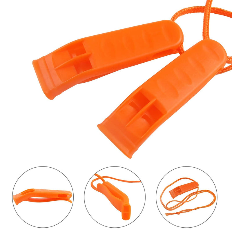 [Australia - AusPower] - Augsun 40 Pcs Emergency Safety Whistle Plastic Whistles Set with Lanyard,Red and Orange 