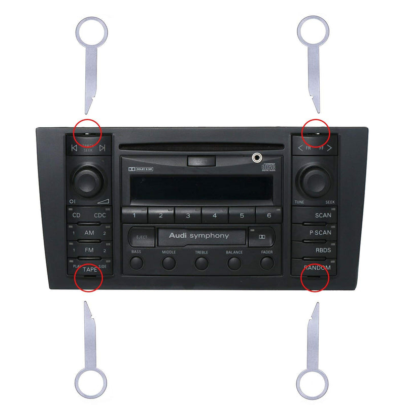 [Australia - AusPower] - Car Radio Removal Tool Key DIN Release Keys Set Compatible with Audi, VW Volkswagen, Mercedes Benz, BMW OEM Head Unit CD Media Player Pins | Universal Pin Stereo Hooks Tools 
